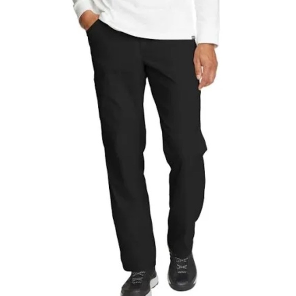 Eddie Bauer Tech Pants Mens Black Stretch UPF 50 Zip Cargo Pocket Outdoor 34 - Picture 1 of 14